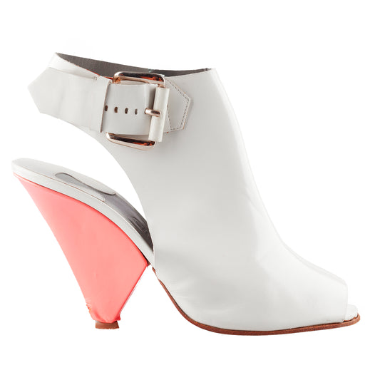 Chloé Vintage Jazz White Leather Ankle Heels (38,5 IT/39,5 EU)