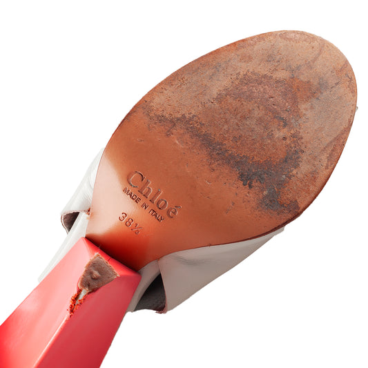 Chloé Vintage Jazz White Leather Ankle Heels (38,5 IT/39,5 EU)