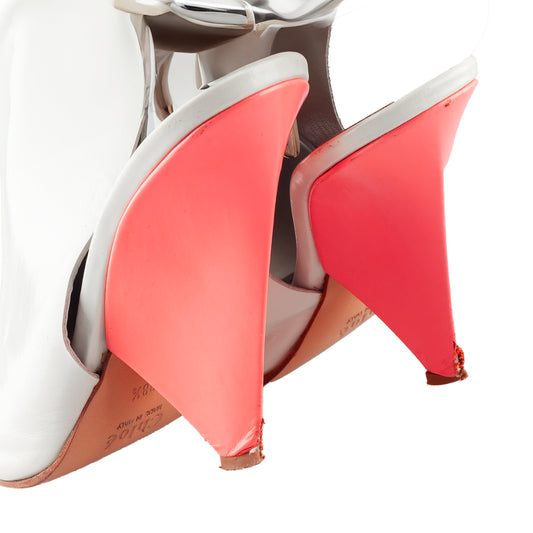 Chloé Vintage Jazz White Leather Ankle Heels (38,5 IT/39,5 EU)