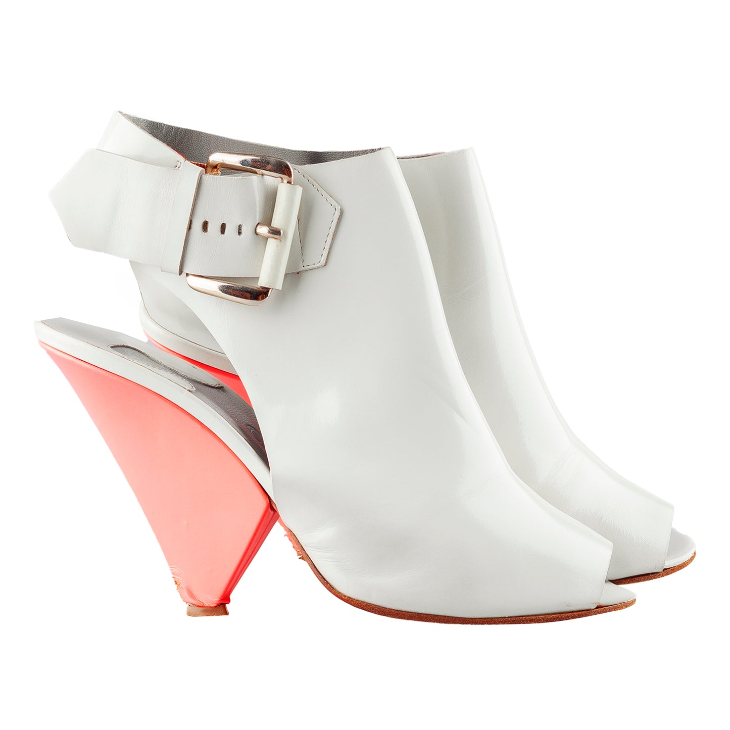Chloé Vintage Jazz White Leather Ankle Heels (38,5 IT/39,5 EU)