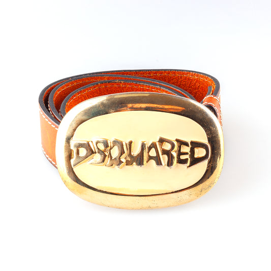 DSQUARED2 Leather Vintage Metallic Belt (100 CM)