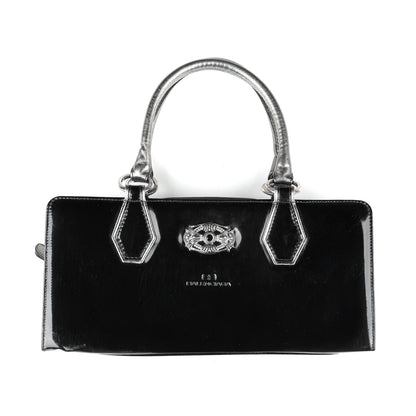 Balenciaga Paris Black Patent Leather Goth Rectangle Vintage Shoulder Bag  