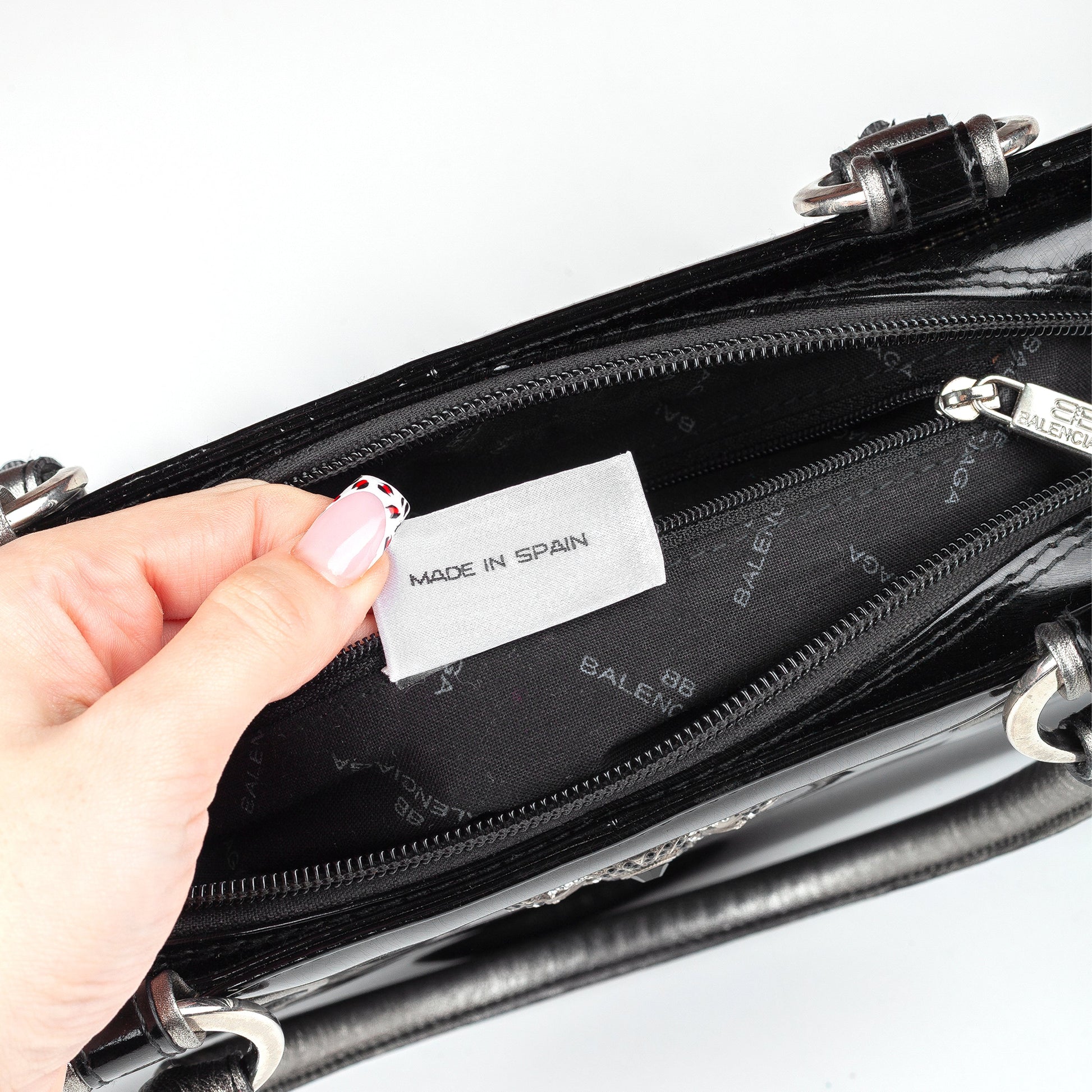 Balenciaga Paris Black Patent Leather Goth Rectangle Vintage Shoulder Bag  