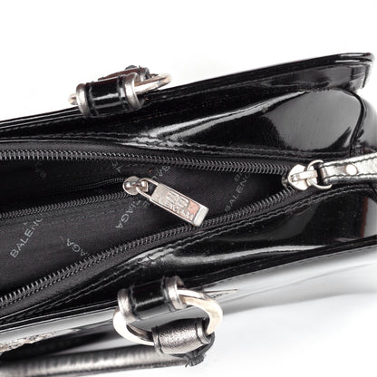 Balenciaga Paris Black Patent Leather Goth Rectangle Vintage Shoulder Bag  