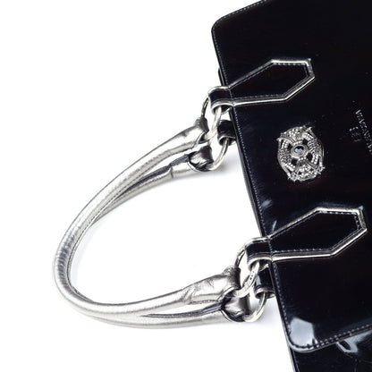 Balenciaga Paris Black Patent Leather Goth Rectangle Vintage Shoulder Bag  