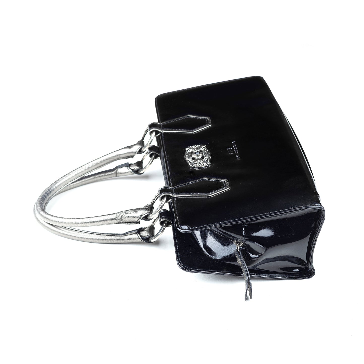 Balenciaga Paris Black Patent Leather Goth Rectangle Vintage Shoulder Bag  