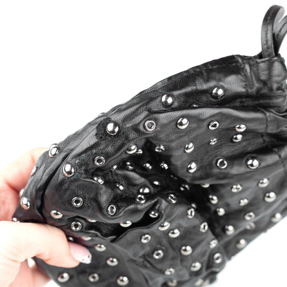 Prada Black Studded Drawstring Pochette Vintage Bag  