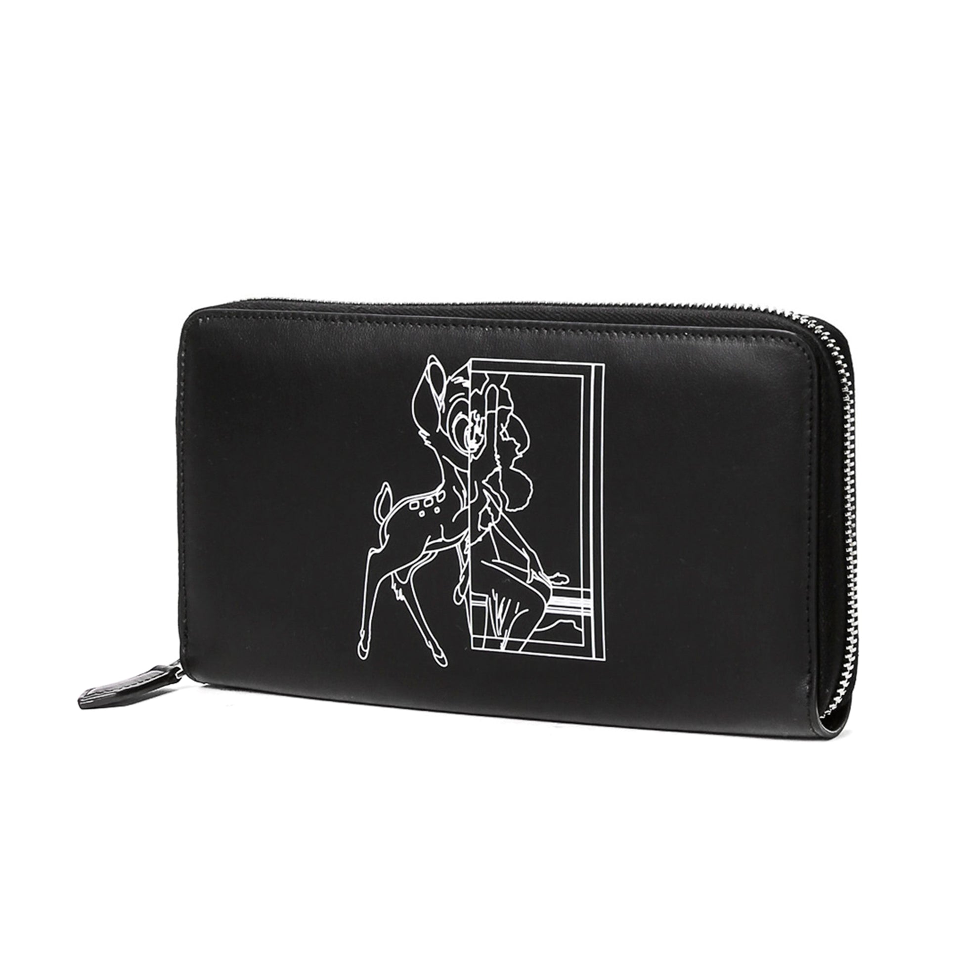 Givenchy Paris x Disney Black Leather Bambi Print Zip Wallet  