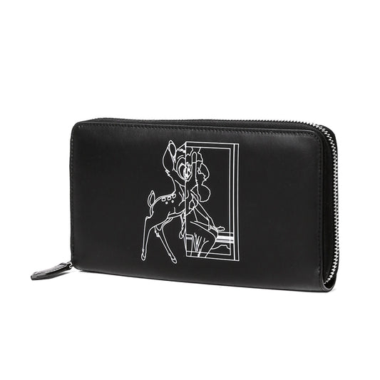Givenchy Paris x Disney Black Leather Bambi Print Zip Wallet