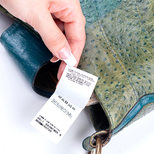 Just Cavalli Green Turquoise Ostrich Vintage Leather Bag