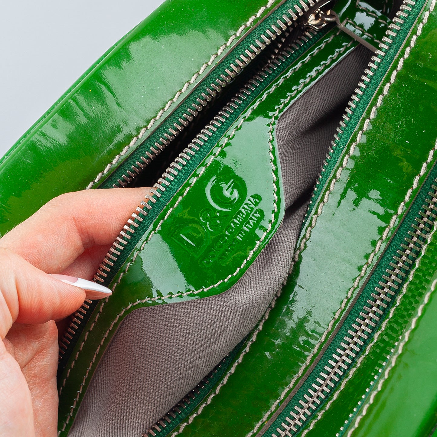 Dolce & Gabbana Lily Patent Vibrant Green Leather Bag