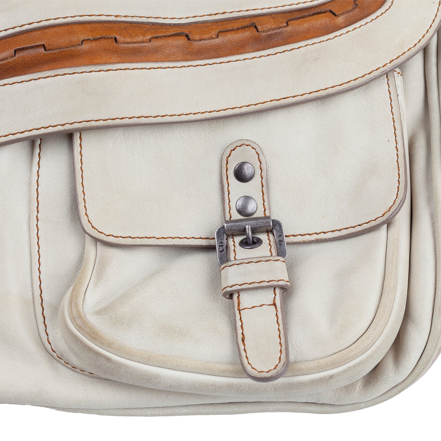 Christian Dior Gaucho Ivory Cream Vintage Saddle Bag