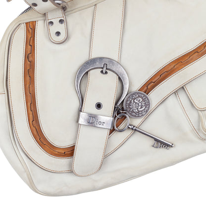 Christian Dior Gaucho Ivory Cream Vintage Saddle Bag