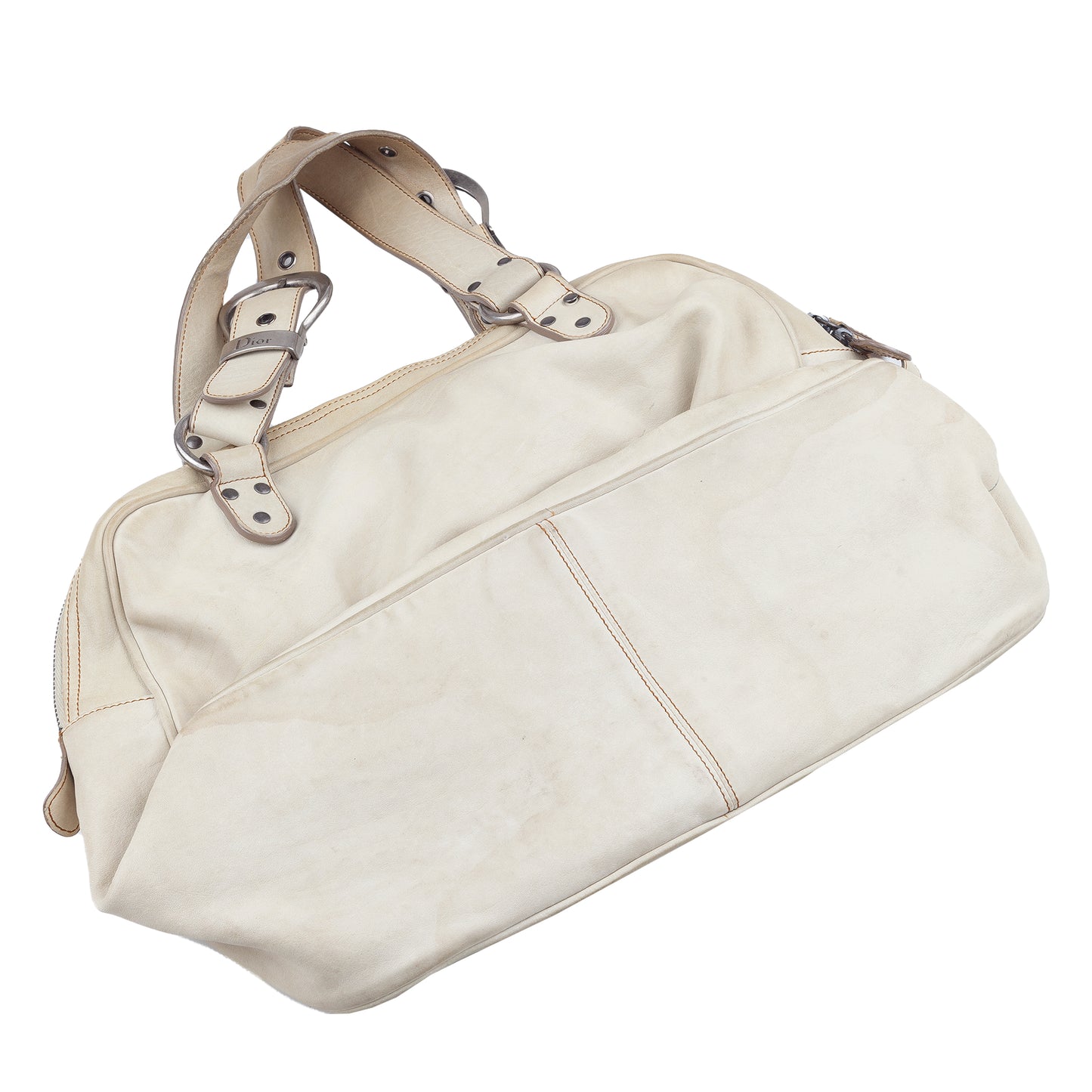 Christian Dior Gaucho Ivory Cream Vintage Saddle Bag