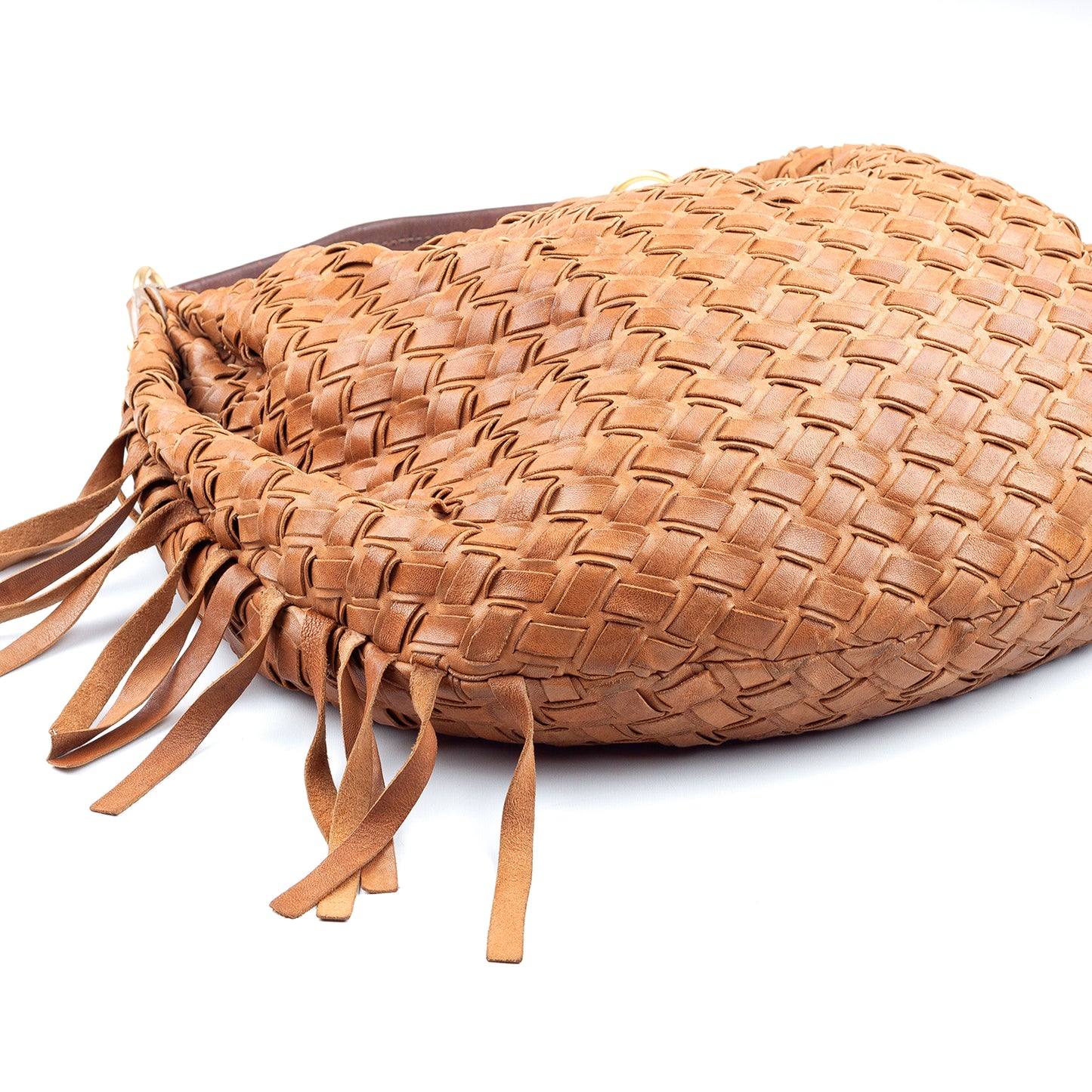 Miu Miu Vintage Brown Woven Fringe Shoulder Hobo Bag