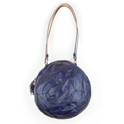 Dirk Bikkembergs Vintage Rounded Ball Monogram Navy Blue Shoulder Bag