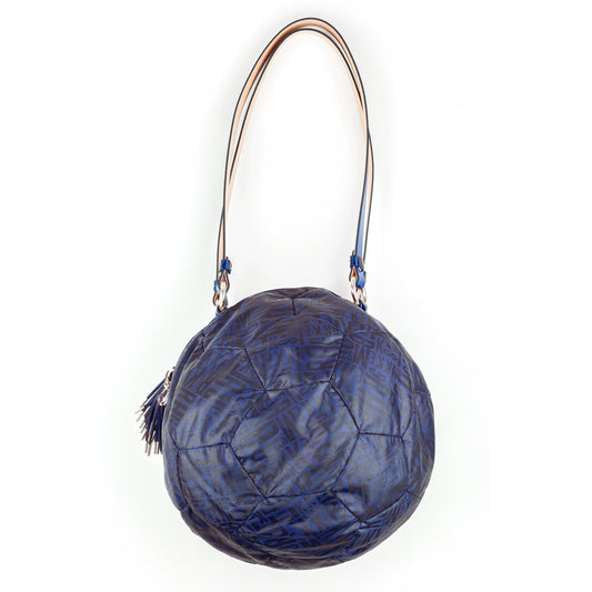 Dirk Bikkembergs Vintage Rounded Ball Monogram Navy Blue Shoulder Bag