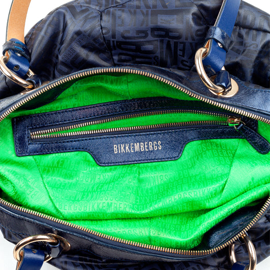 Dirk Bikkembergs Vintage Rounded Ball Monogram Navy Blue Shoulder Bag