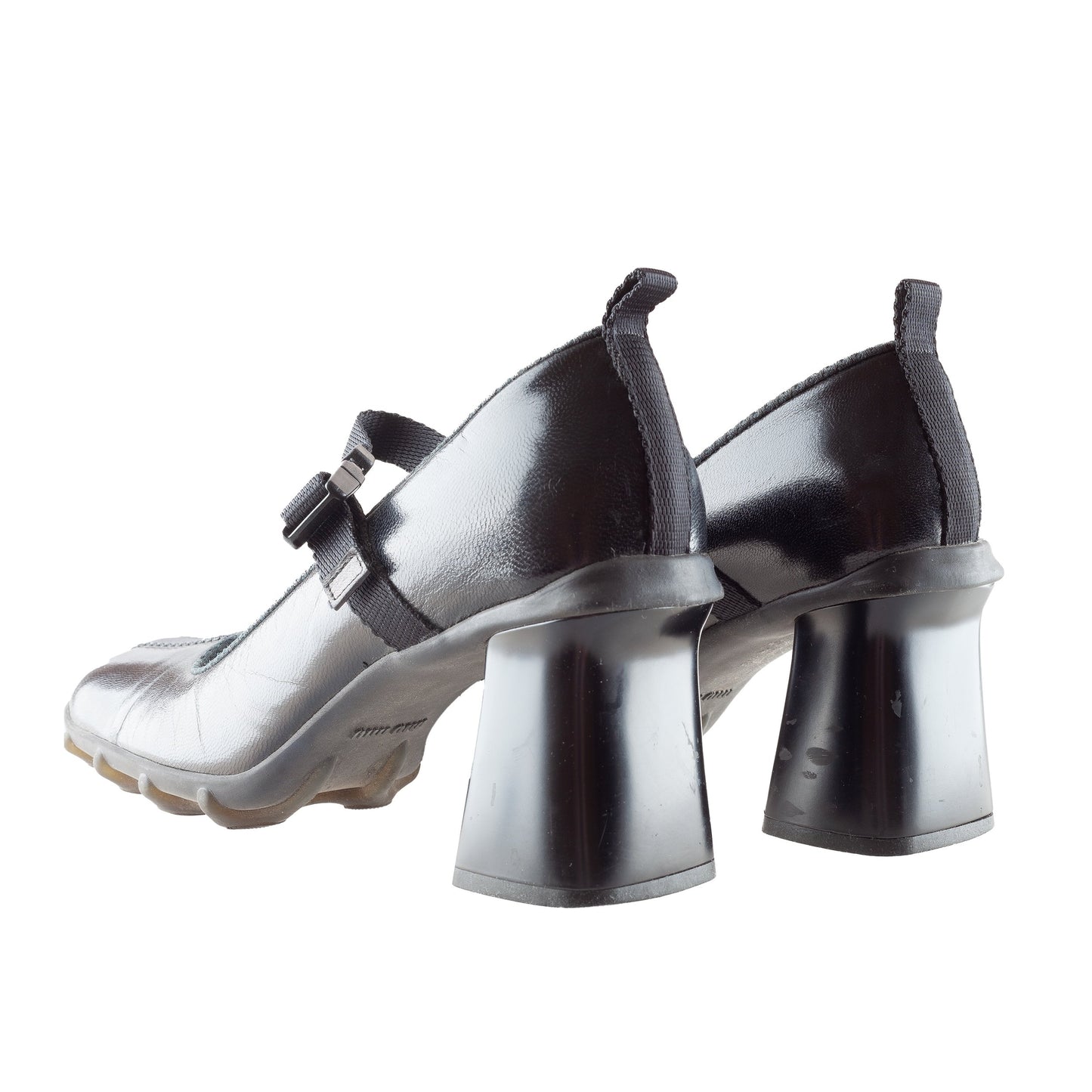 Miu Miu F/W 1999 Mary Jane Bubble Sole Buckle Black Heels