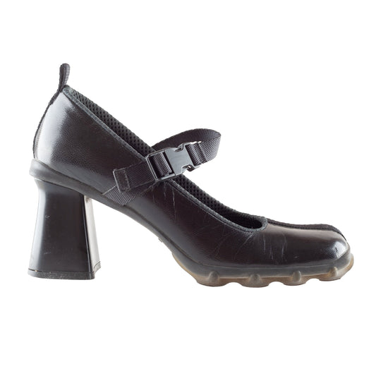 Miu Miu F/W 1999 Mary Jane Bubble Sole Buckle Black Heels