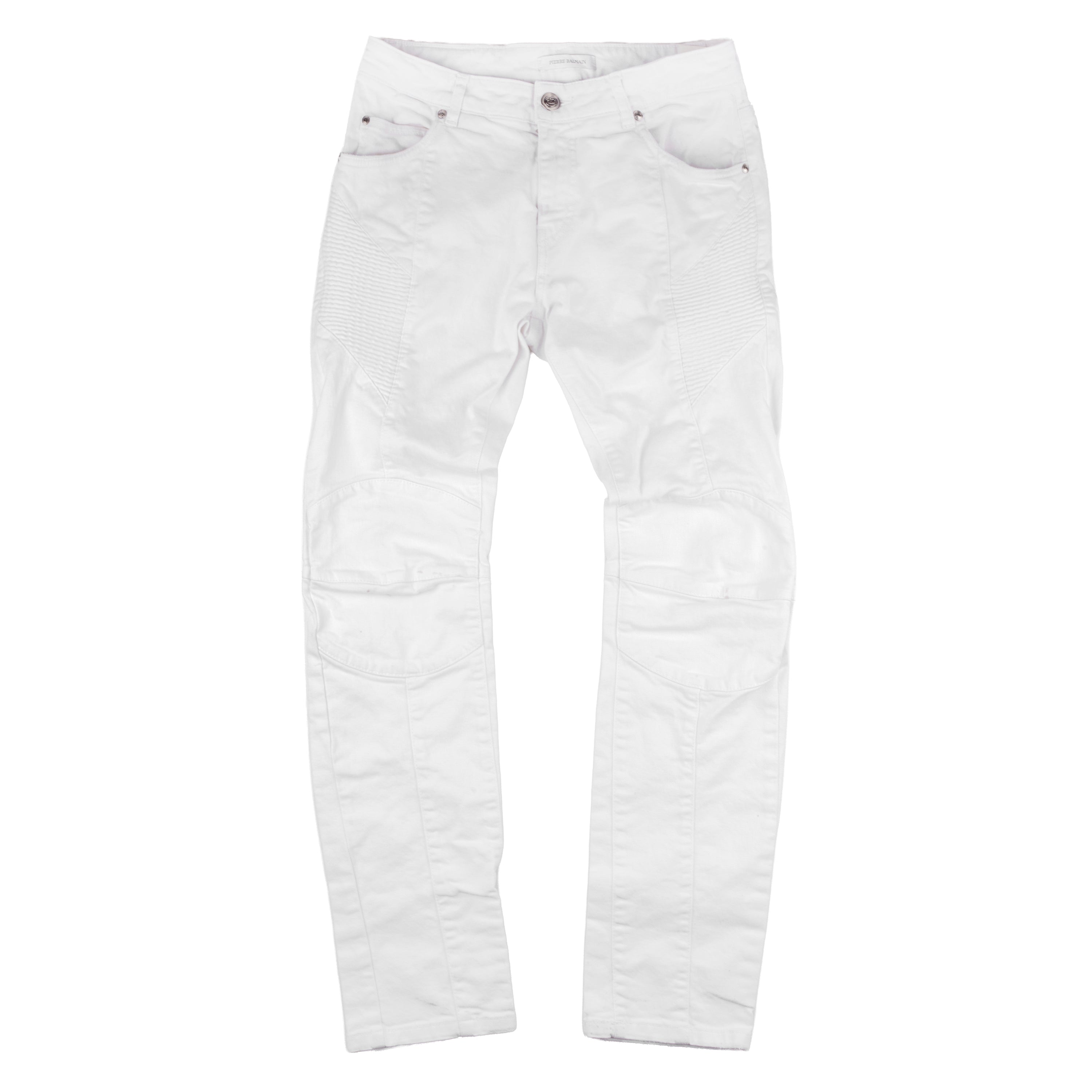 Pierre Balmain White Biker Skinny Jeans