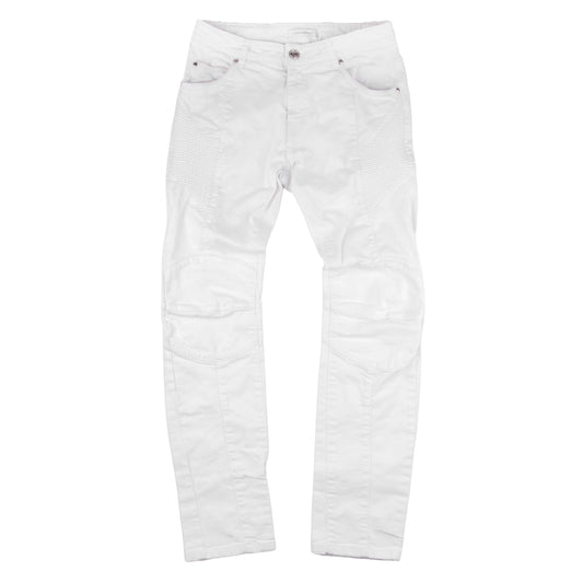 Pierre Balmain White Biker Skinny Jeans