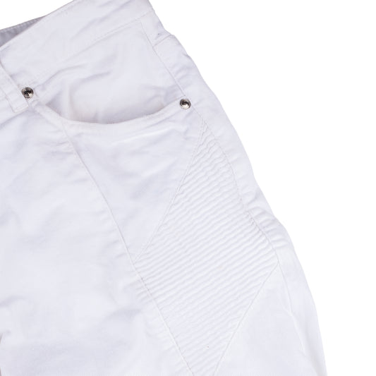 Pierre Balmain White Biker Skinny Jeans