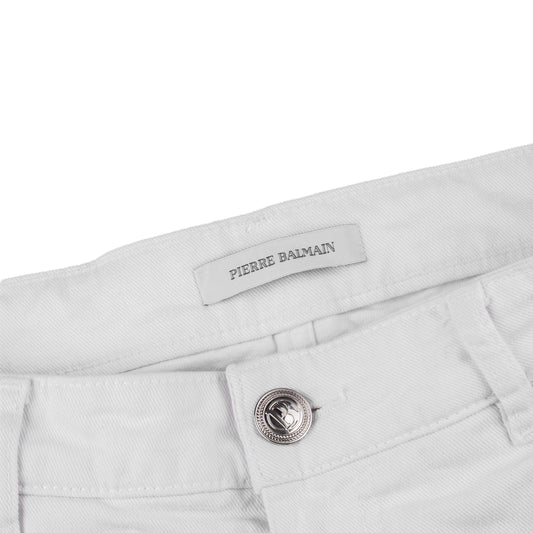 Pierre Balmain White Biker Skinny Jeans