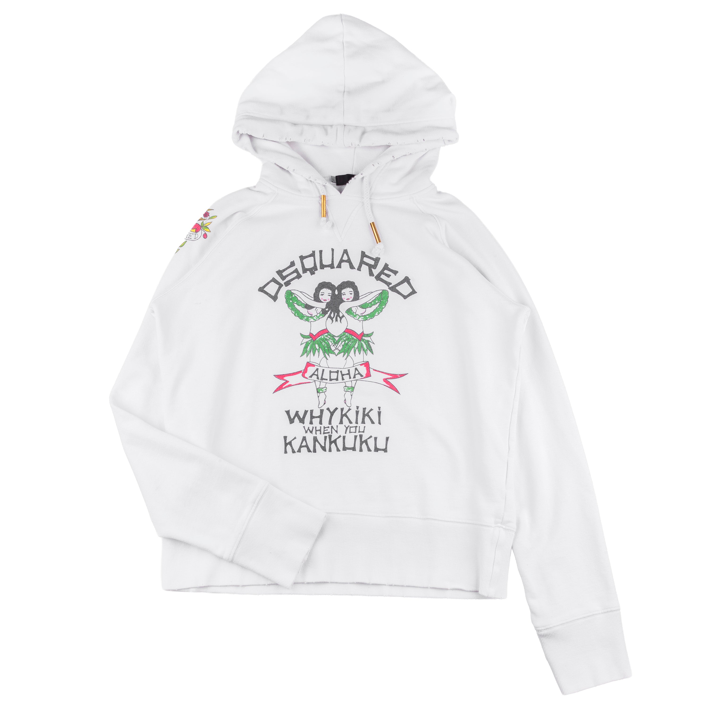 DSQUARED2 Whykiki When You Kankuku Aloha White Hoodie
