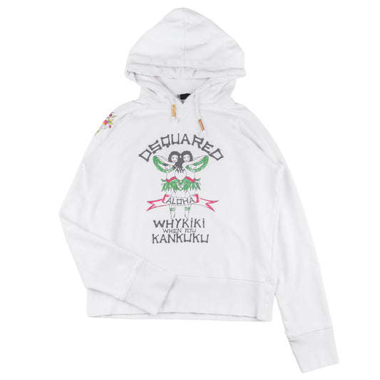 DSQUARED2 Whykiki When You Kankuku Aloha White Hoodie