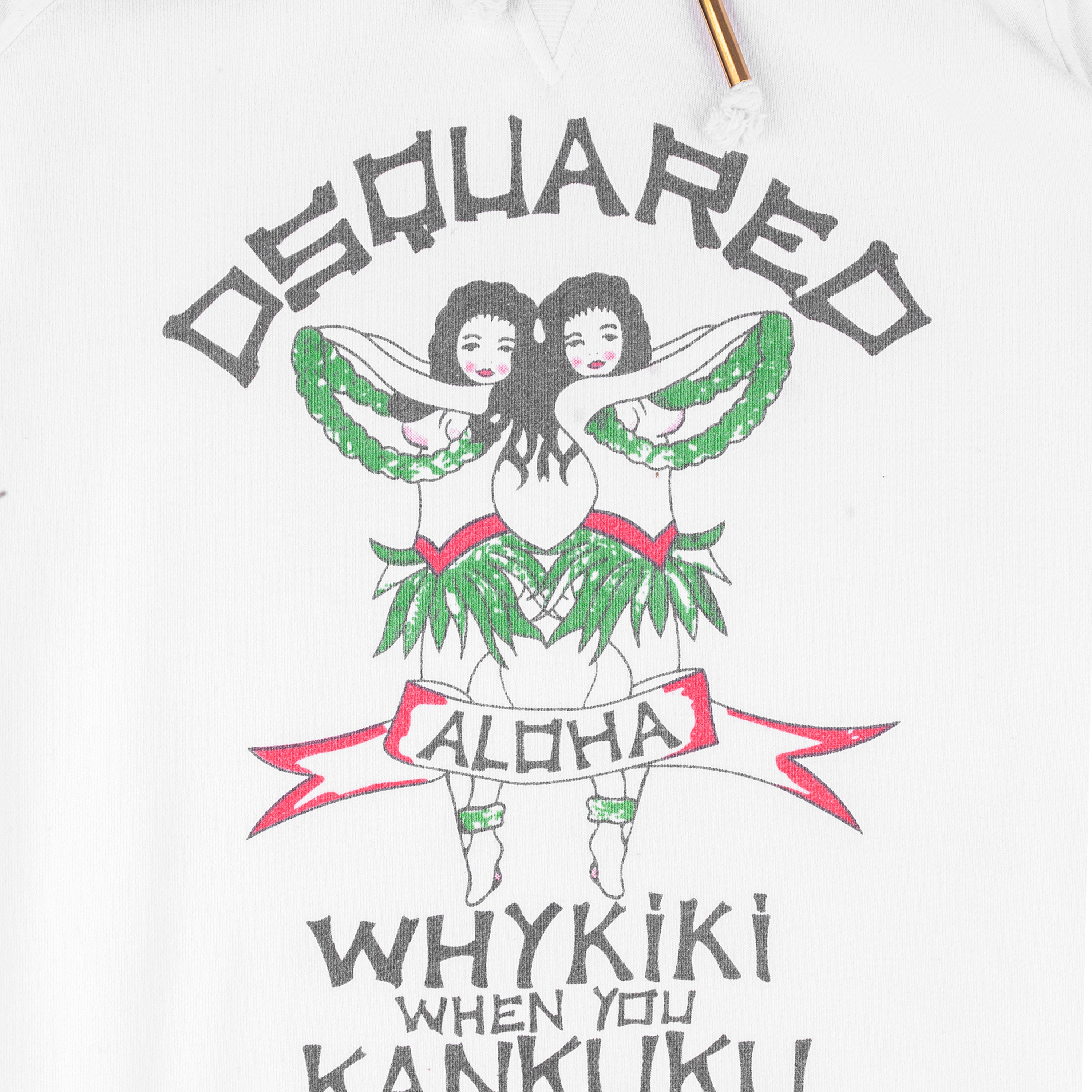 DSQUARED2 Whykiki When You Kankuku Aloha White Hoodie