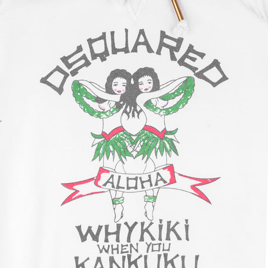 DSQUARED2 Whykiki When You Kankuku Aloha White Hoodie