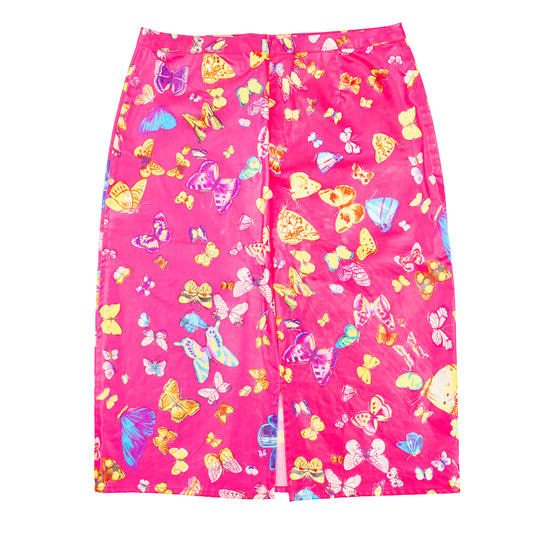 Dolce & Gabbana FW 2000 Butterflies Print Midi Pencil Skirt