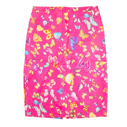 Dolce & Gabbana FW 2000 Butterflies Print Midi Pencil Skirt