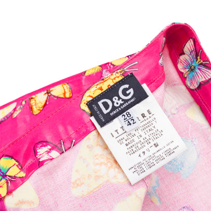 Dolce & Gabbana FW 2000 Butterflies Print Midi Pencil Skirt