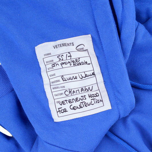 Vetements x Champion SS 2017 Fitted Women’s Blue Hoodie