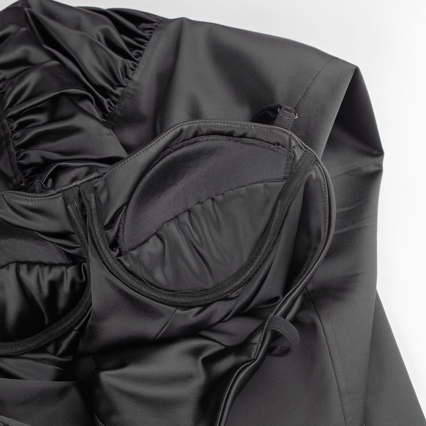 Dolce & Gabbana Black Satin Ruched Sleeveless Vintage Bustier Dress