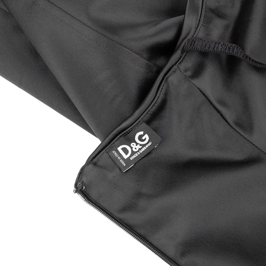 Dolce & Gabbana Black Satin Ruched Sleeveless Vintage Bustier Dress