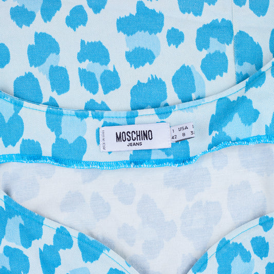 Moschino Vintage Blue Cheetah Mini Dress