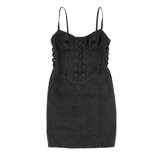 Versus Versace by Gianni Versace Black Waffle Dress