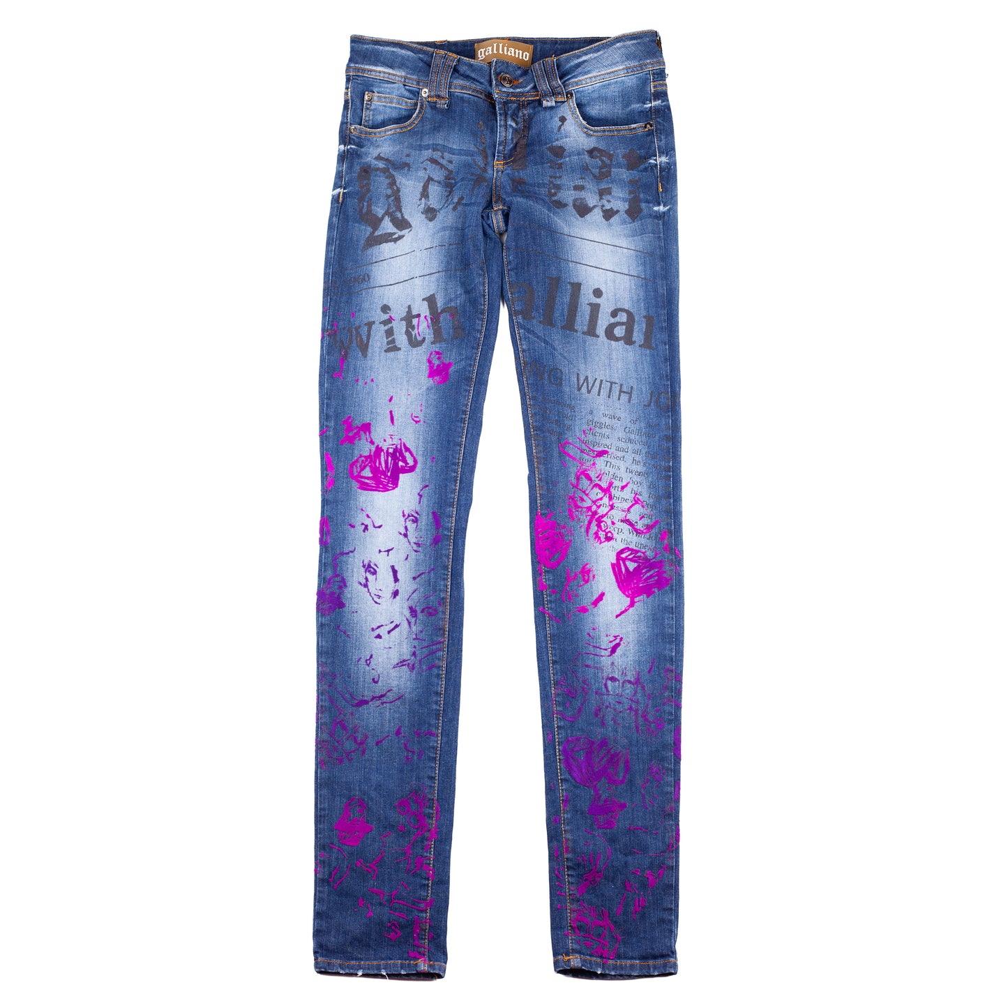 John Galliano Gazette Newspaper Purple Splash Jeans