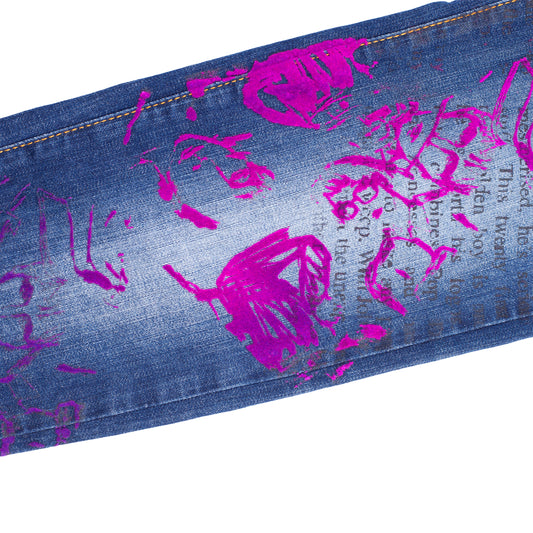John Galliano Gazette Newspaper Purple Splash Jeans