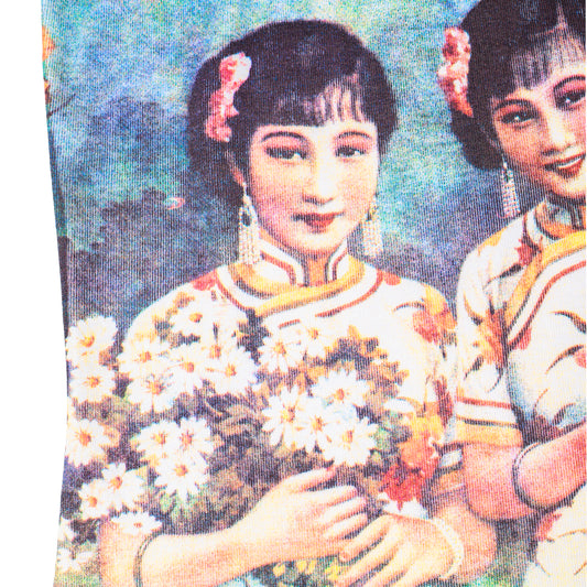 Space Blue Mini Dress with Propaganda Kwong Sang Print