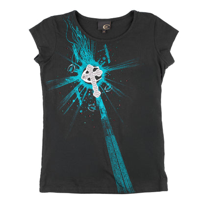 Just Cavalli Vintage Black Cross Gothic Top