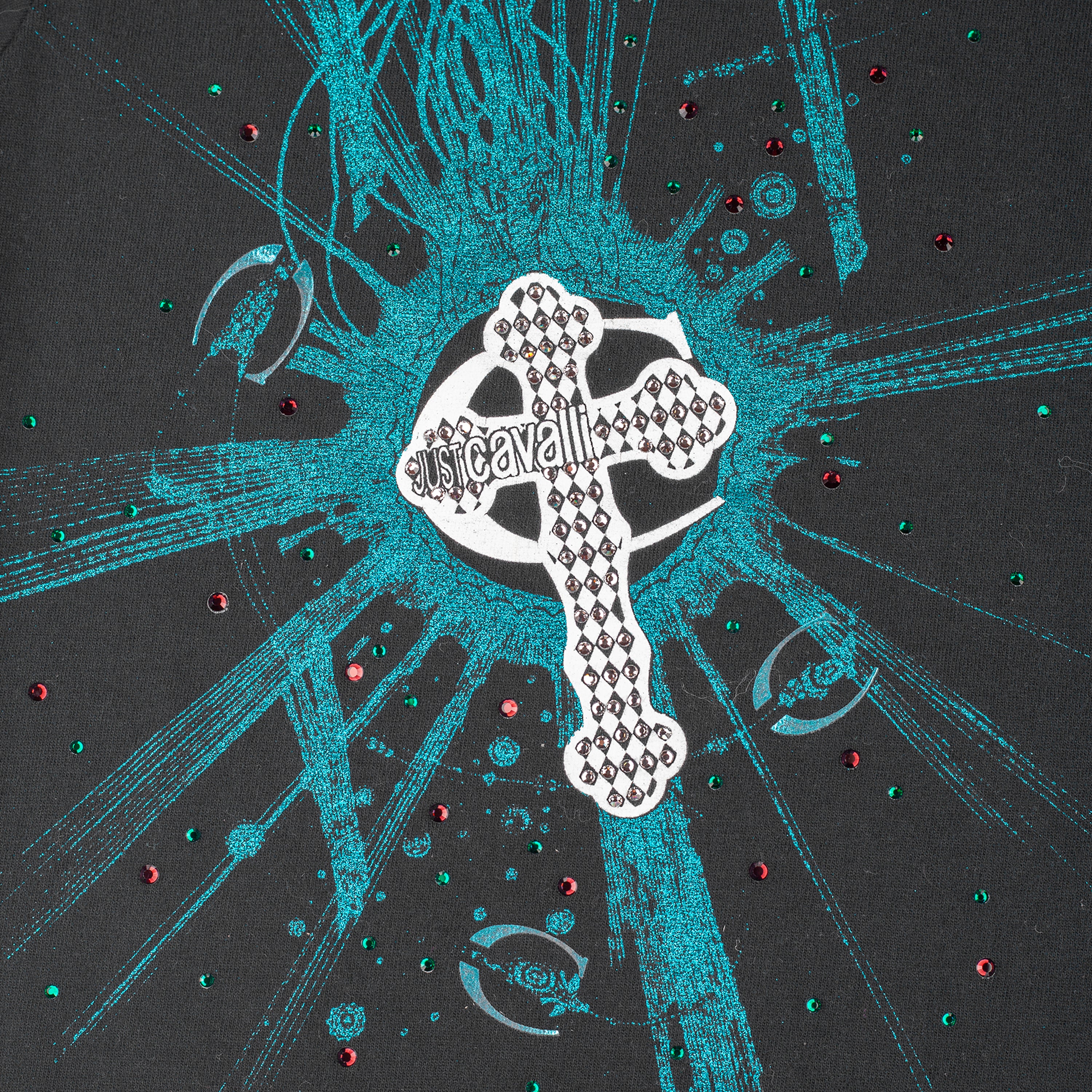 Just Cavalli Vintage Black Cross Gothic Top