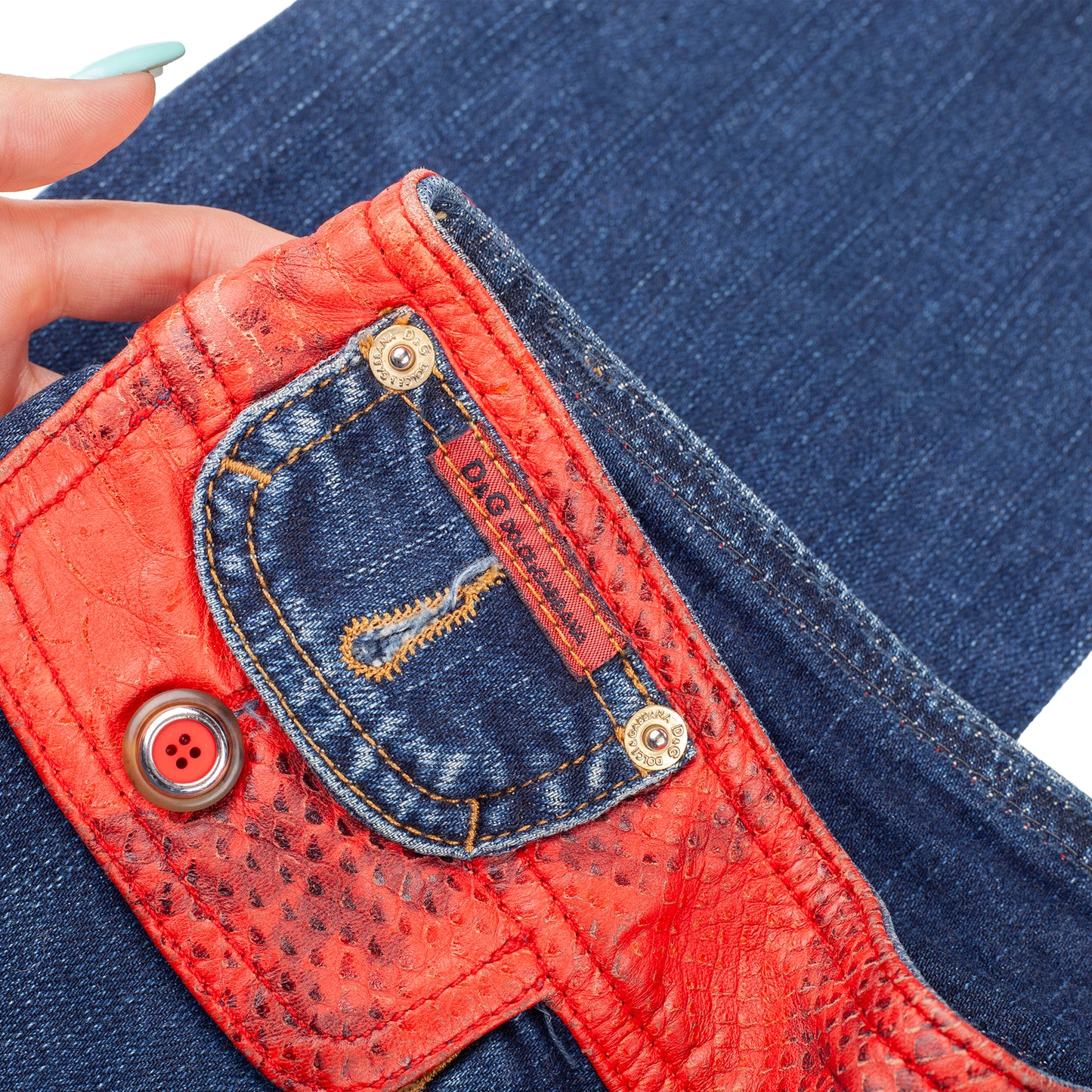 Dolce & Gabbana Vintage Jeans with Red Python Waistband