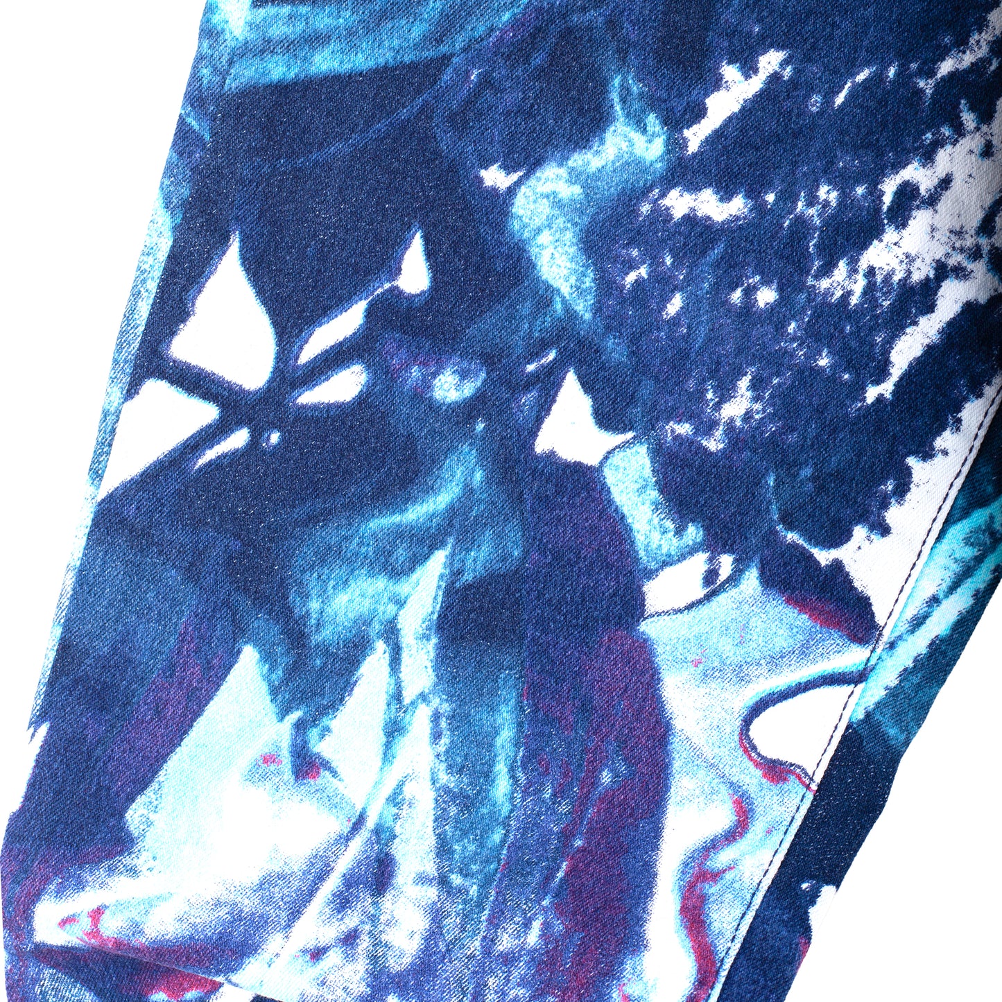 Just Cavalli White Flowers Vintage Blue Pants