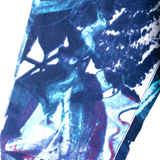 Just Cavalli White Flowers Vintage Blue Pants