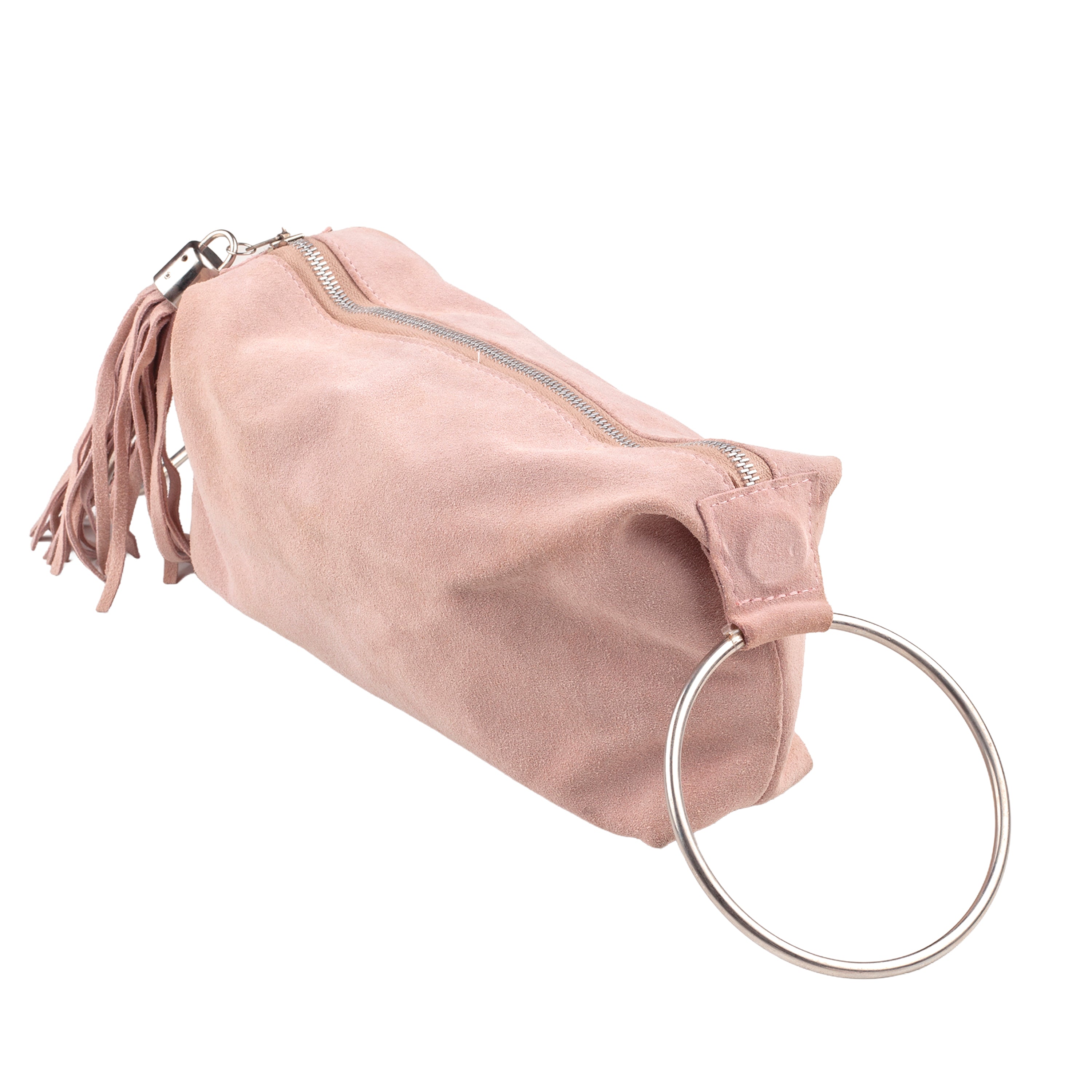Roberto Cavalli FREEDOM Pink Suede Ring Bag