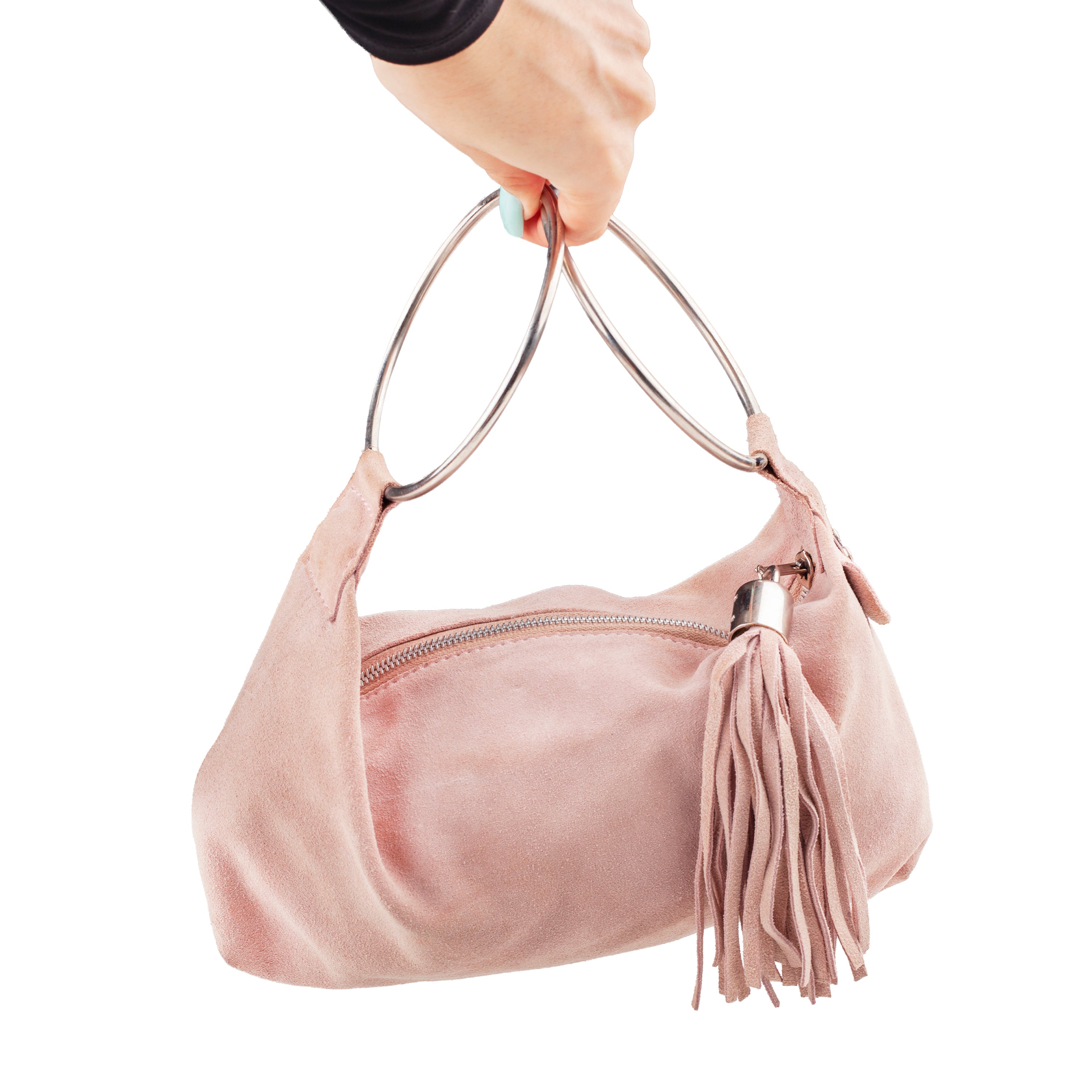 Roberto Cavalli FREEDOM Pink Suede Ring Bag